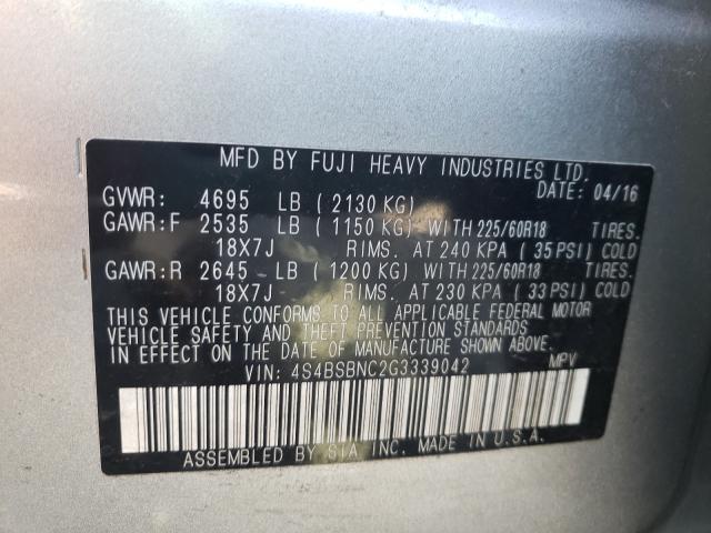 Photo 9 VIN: 4S4BSBNC2G3339042 - SUBARU OUTBACK 