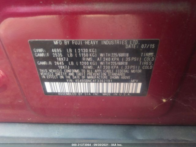 Photo 8 VIN: 4S4BSBNC4F3362191 - SUBARU OUTBACK 