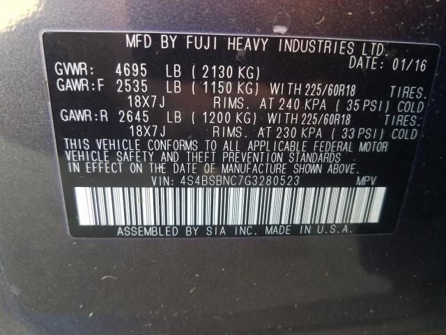 Photo 9 VIN: 4S4BSBNC7G3280523 - SUBARU OUTBACK 