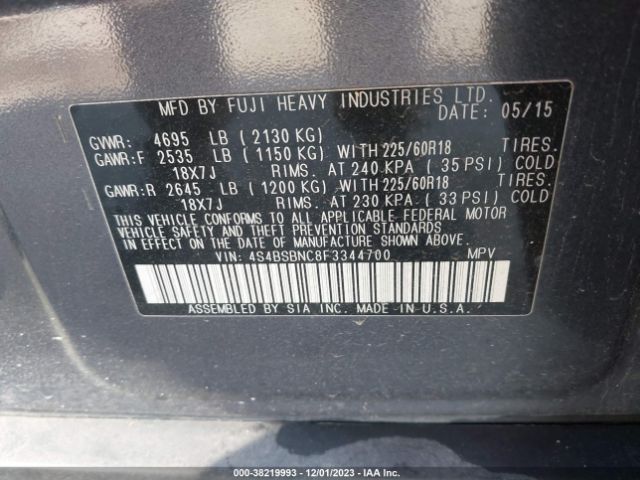 Photo 8 VIN: 4S4BSBNC8F3344700 - SUBARU OUTBACK 