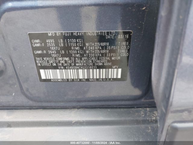 Photo 8 VIN: 4S4BSBNCXG3318035 - SUBARU OUTBACK 