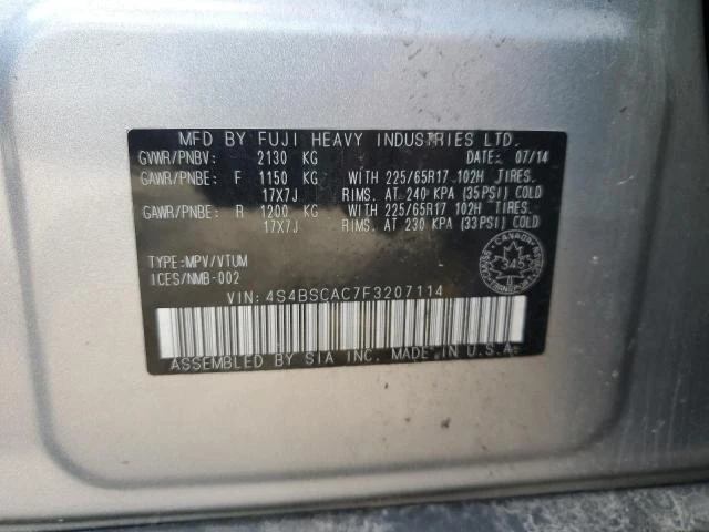 Photo 12 VIN: 4S4BSCAC7F3207114 - SUBARU OUTBACK 2. 