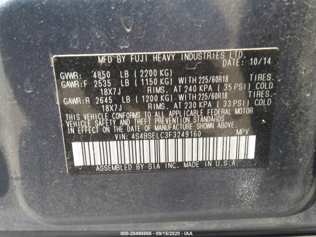 Photo 8 VIN: 4S4BSELC3F3249160 - SUBARU OUTBACK 