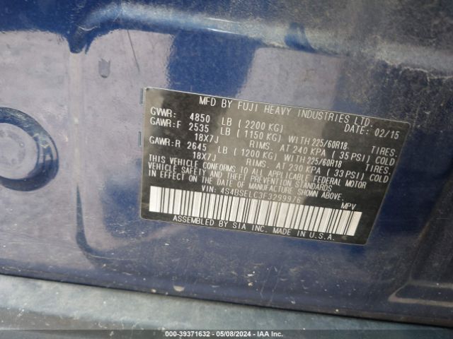 Photo 8 VIN: 4S4BSELC3F3299976 - SUBARU OUTBACK 