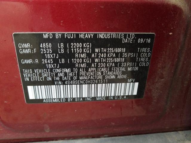 Photo 9 VIN: 4S4BSENC0H3261511 - SUBARU OUTBACK 3. 