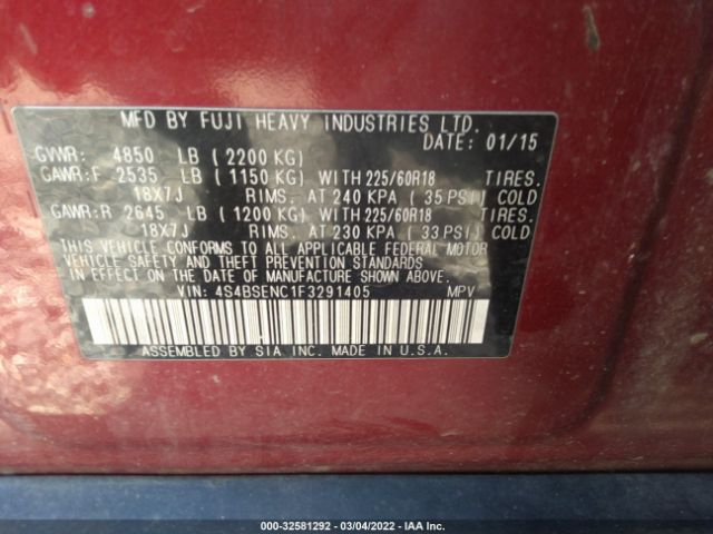 Photo 8 VIN: 4S4BSENC1F3291405 - SUBARU OUTBACK 