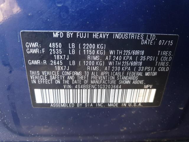 Photo 9 VIN: 4S4BSENC1G3203664 - SUBARU OUTBACK 3. 