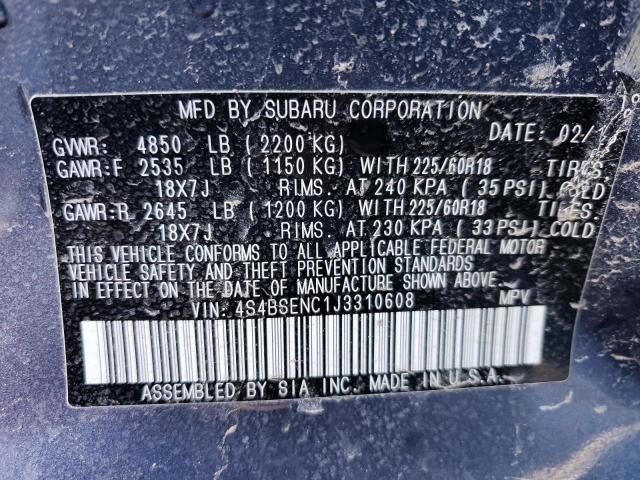 Photo 9 VIN: 4S4BSENC1J3310608 - SUBARU OUTBACK 3. 