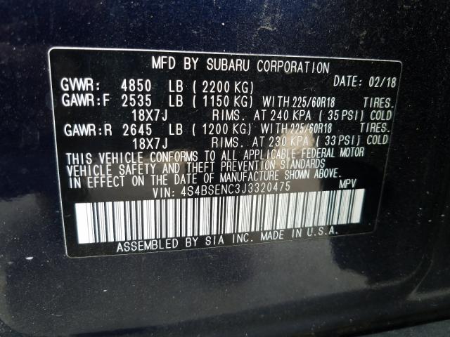 Photo 9 VIN: 4S4BSENC3J3320475 - SUBARU OUTBACK 3. 