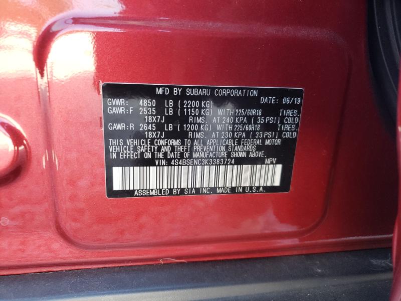 Photo 9 VIN: 4S4BSENC3K3383724 - SUBARU OUTBACK 3. 