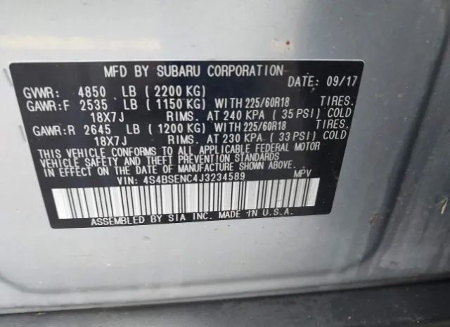 Photo 8 VIN: 4S4BSENC4J3234589 - SUBARU OUTBACK 