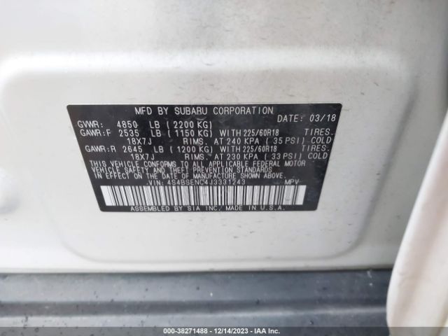 Photo 8 VIN: 4S4BSENC4J3331243 - SUBARU OUTBACK 