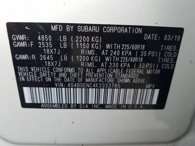 Photo 9 VIN: 4S4BSENC4K3333785 - SUBARU OUTBACK 3. 