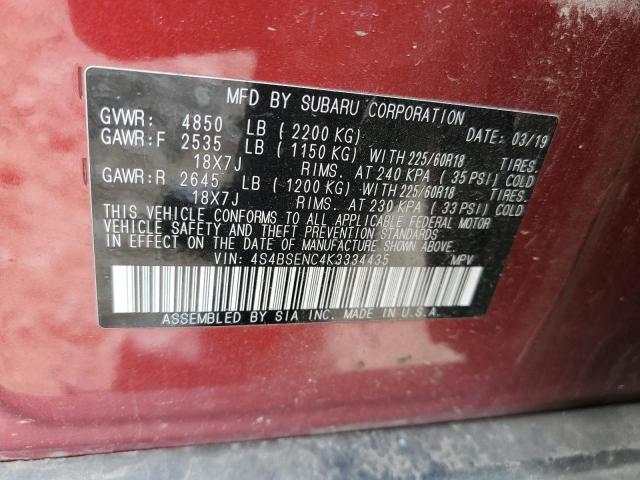 Photo 12 VIN: 4S4BSENC4K3334435 - SUBARU OUTBACK 