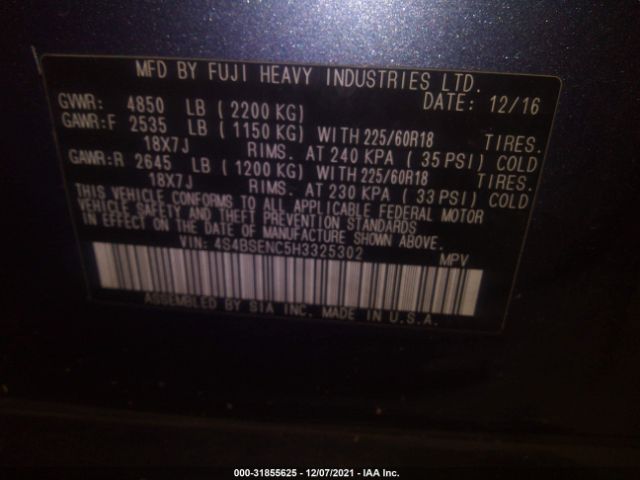 Photo 8 VIN: 4S4BSENC5H3325302 - SUBARU OUTBACK 