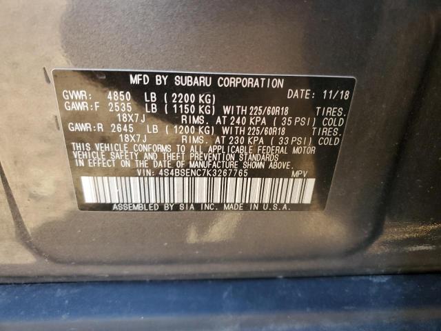 Photo 11 VIN: 4S4BSENC7K3267765 - SUBARU OUTBACK 