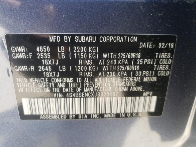 Photo 9 VIN: 4S4BSENCXJ3320487 - SUBARU OUTBACK 