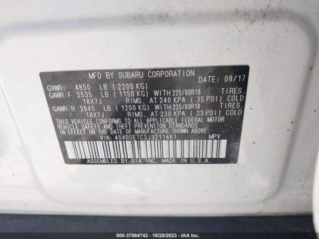 Photo 8 VIN: 4S4BSETC2J3211461 - SUBARU OUTBACK 