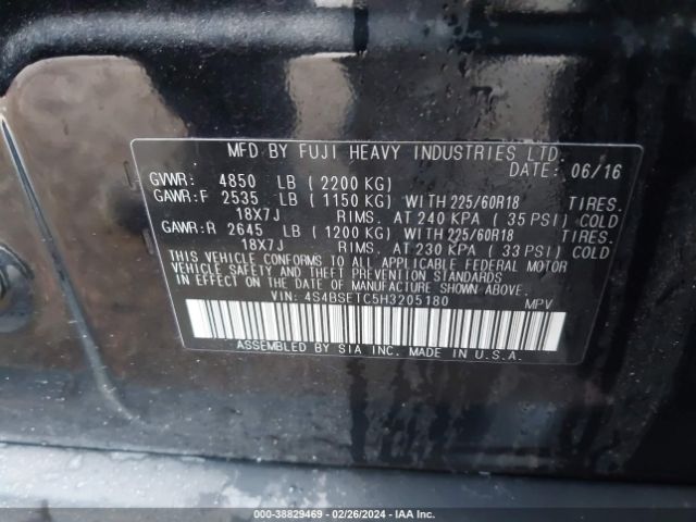 Photo 8 VIN: 4S4BSETC5H3205180 - SUBARU OUTBACK 