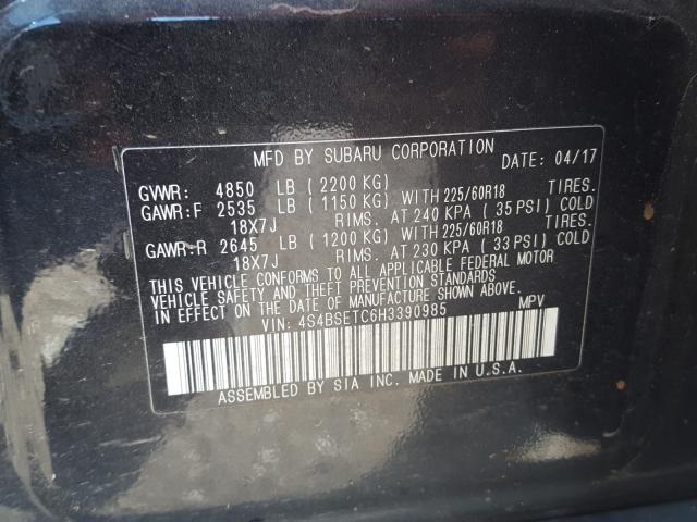 Photo 9 VIN: 4S4BSETC6H3390985 - SUBARU OUTBACK TO 