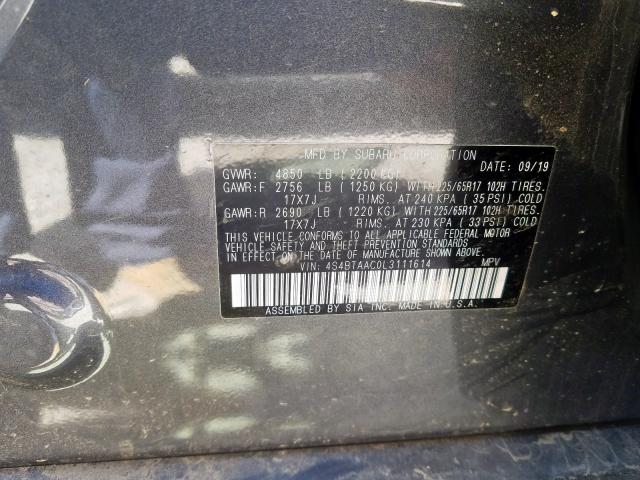 Photo 9 VIN: 4S4BTAAC0L3111614 - SUBARU OUTBACK 