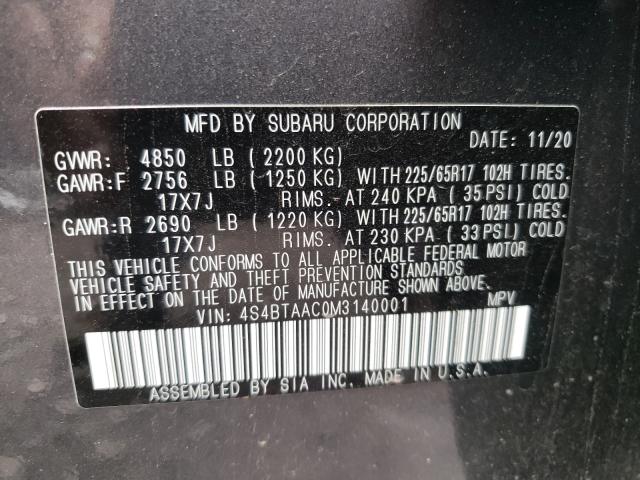 Photo 9 VIN: 4S4BTAAC0M3140001 - SUBARU OUTBACK 