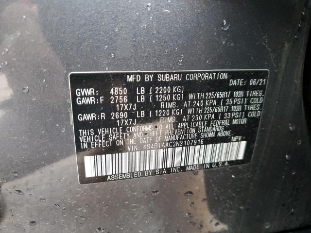 Photo 12 VIN: 4S4BTAAC3N3107916 - SUBARU OUTBACK 