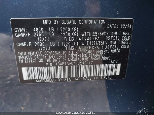 Photo 8 VIN: 4S4BTAAC4R3249147 - SUBARU OUTBACK 