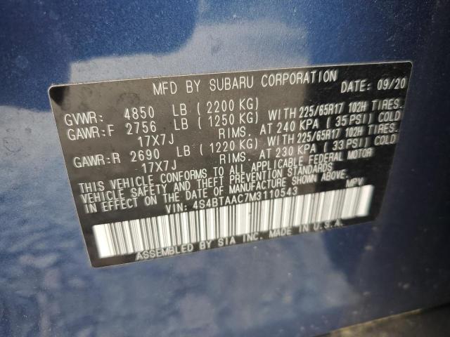 Photo 12 VIN: 4S4BTAAC7M3110543 - SUBARU OUTBACK 