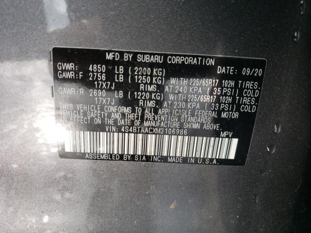 Photo 9 VIN: 4S4BTAACXM3106986 - SUBARU OUTBACK 