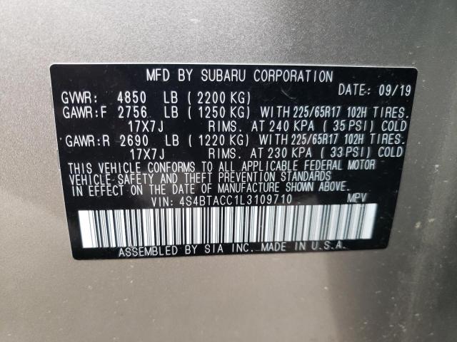 Photo 9 VIN: 4S4BTACC1L3109710 - SUBARU OUTBACK PR 