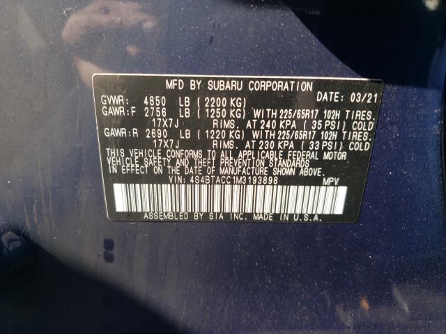 Photo 9 VIN: 4S4BTACC1M3193898 - SUBARU OUTBACK 