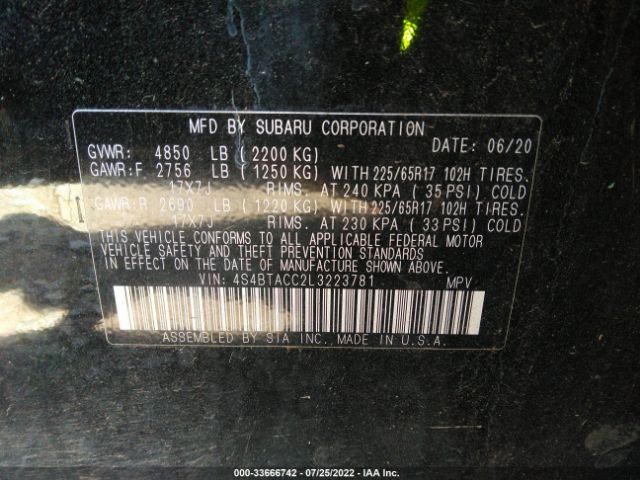 Photo 8 VIN: 4S4BTACC2L3223781 - SUBARU OUTBACK 