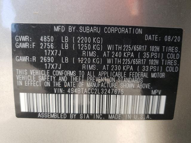 Photo 9 VIN: 4S4BTACC2L3247675 - SUBARU OUTBACK 