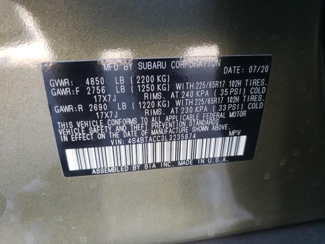 Photo 9 VIN: 4S4BTACC3L3235874 - SUBARU OUTBACK PR 