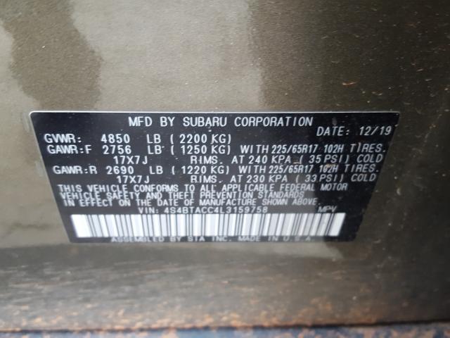 Photo 9 VIN: 4S4BTACC4L3159758 - SUBARU OUTBACK PR 