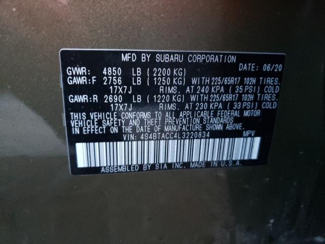 Photo 9 VIN: 4S4BTACC4L3220834 - SUBARU OUTBACK PR 