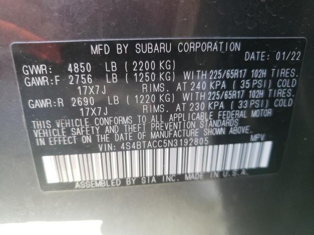 Photo 11 VIN: 4S4BTACC5N3192805 - SUBARU OUTBACK 