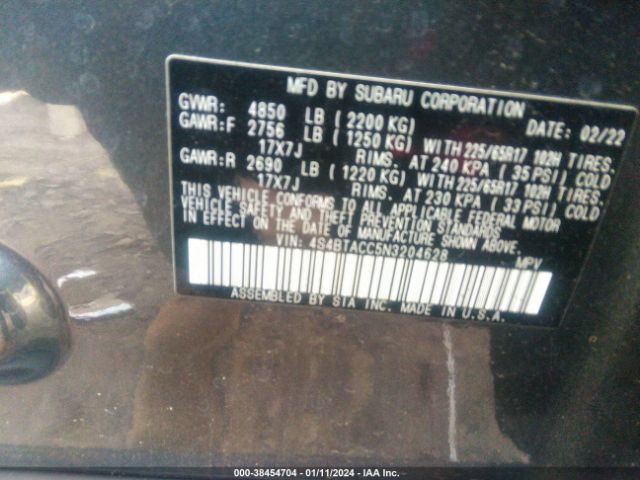 Photo 8 VIN: 4S4BTACC5N3204628 - SUBARU OUTBACK 