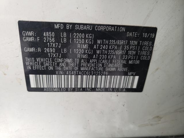 Photo 9 VIN: 4S4BTACC6L3125286 - SUBARU OUTBACK PR 