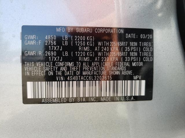 Photo 9 VIN: 4S4BTACC6L3203615 - SUBARU OUTBACK 