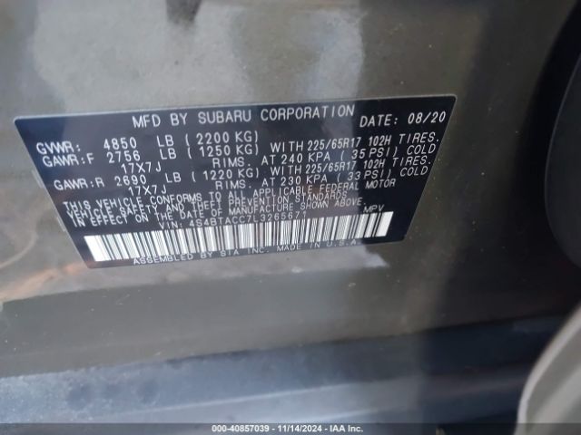 Photo 8 VIN: 4S4BTACC7L3265671 - SUBARU OUTBACK 