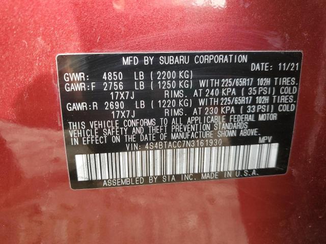 Photo 12 VIN: 4S4BTACC7N3161930 - SUBARU OUTBACK PR 