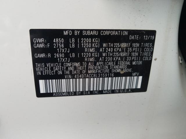 Photo 9 VIN: 4S4BTACC8L3159116 - SUBARU OUTBACK 