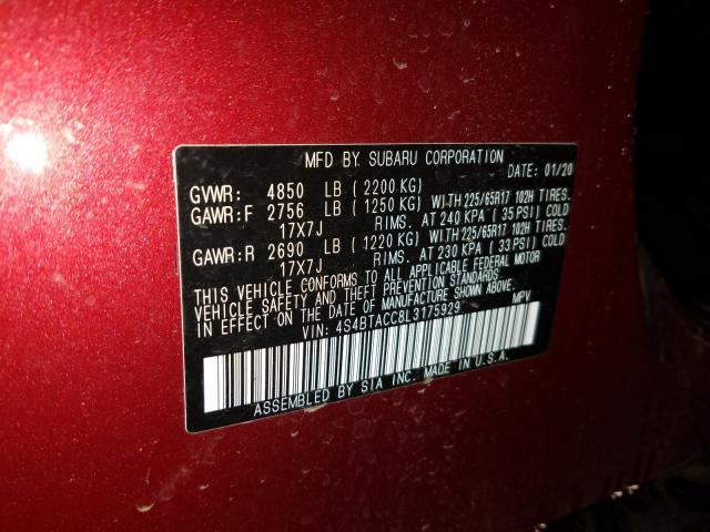 Photo 9 VIN: 4S4BTACC8L3175929 - SUBARU OUTBACK PR 