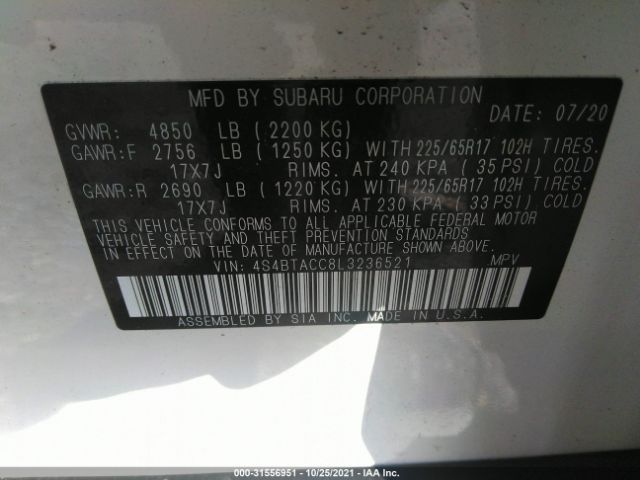 Photo 8 VIN: 4S4BTACC8L3236521 - SUBARU OUTBACK 