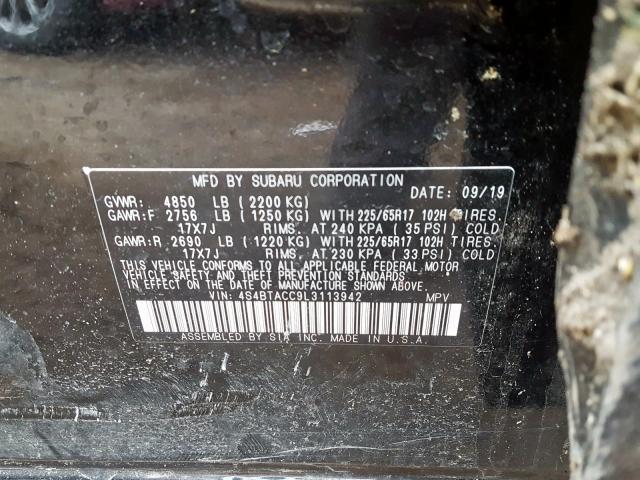 Photo 9 VIN: 4S4BTACC9L3113942 - SUBARU OUTBACK PR 