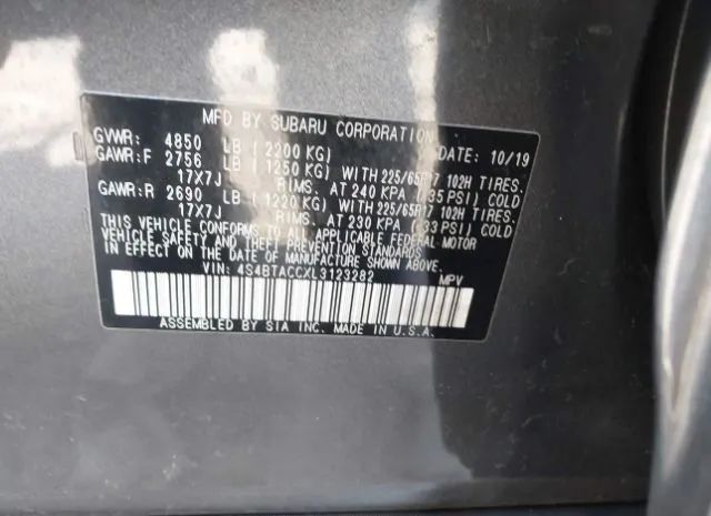 Photo 8 VIN: 4S4BTACCXL3123282 - SUBARU OUTBACK 