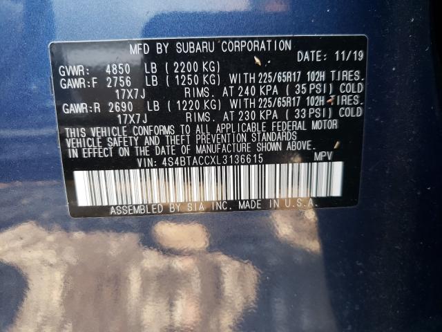 Photo 9 VIN: 4S4BTACCXL3136615 - SUBARU OUTBACK PR 