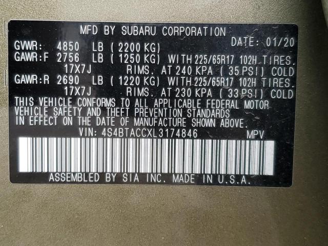 Photo 12 VIN: 4S4BTACCXL3174846 - SUBARU OUTBACK PR 